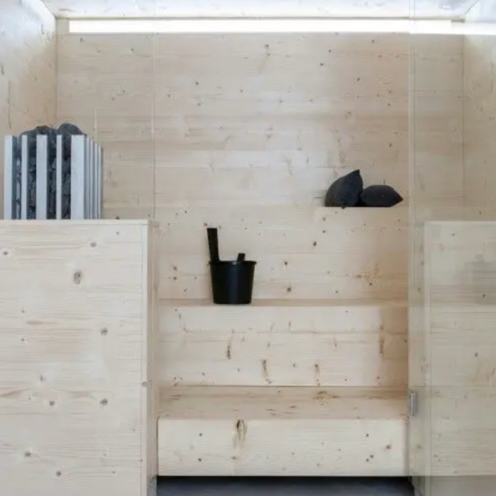 Light wood such as birch creates a serene Scandinavian feeling in your home sauna
